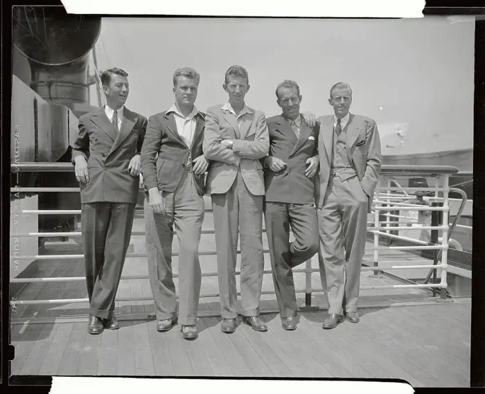 Framed Print : United States Davis Cup Team Posing on Ship's Deck