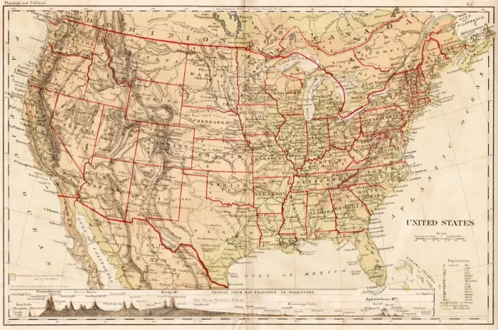 Framed Print : United States map 1867 Framed Print : United States map 1867