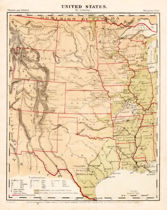 Framed Print : United States map 1867 Framed Print : United States map 1867