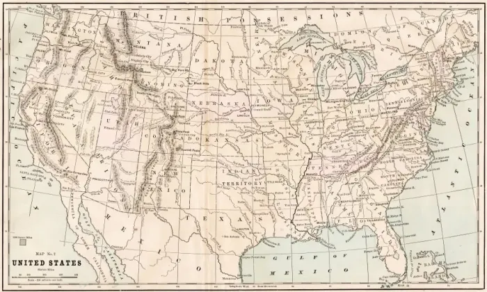 Framed Print : United States map 1881 Framed Print : United States map 1881