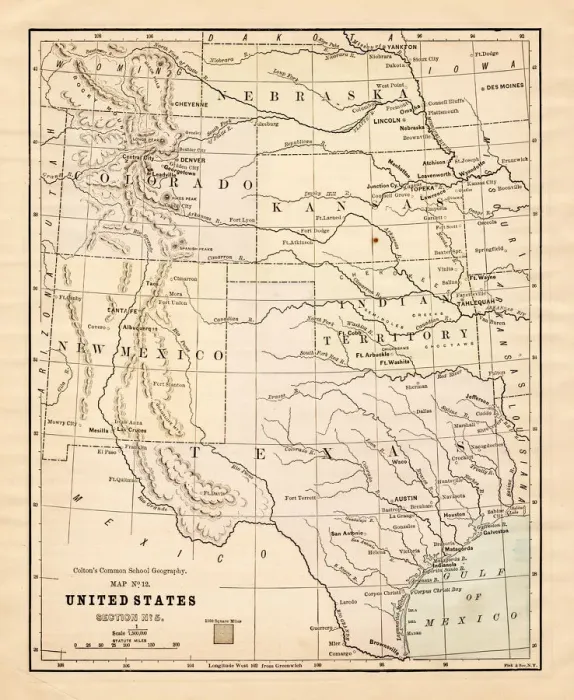 Framed Print : United States map 1881