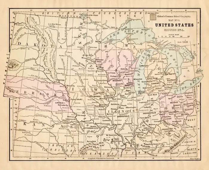 Framed Print : United States map 1881 Framed Print : United States map 1881