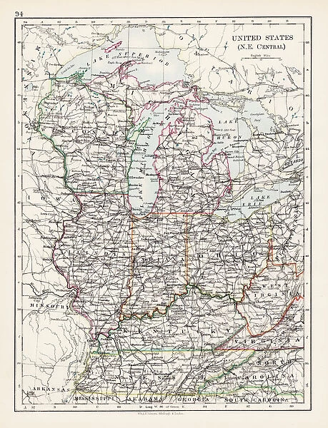 United States North East Central map 1897