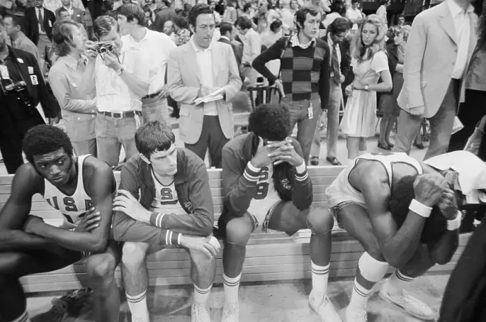 Framed Print : United States Olympic Basketball Team on Sidelines Framed Print : United States Olympic Basketball Team on Sidelines