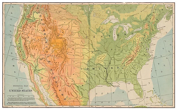 United States physical map 1898