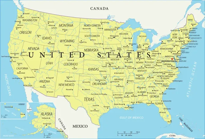 Framed Print : United States Reference Map Framed Print : United States Reference Map