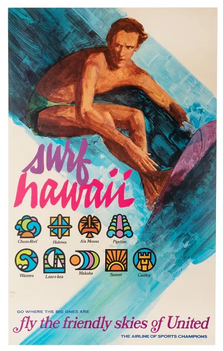 Framed Print : United Surf Hawaii Poster Framed Print : United Surf Hawaii Poster