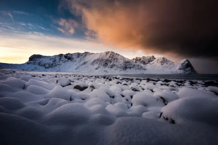 Framed Print : Unstad Beach, Lofoten island
