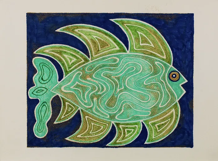 Framed Print : 'Untitled, by Mario De Biasi, from the 'Fishes' series, 20th Century, drawing'