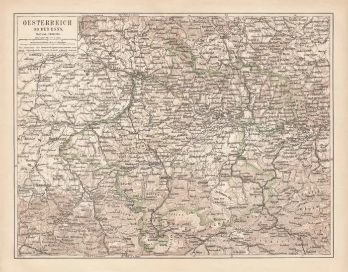 Framed Print : Upper Austria, lithograph, published in 1877 Framed Print : Upper Austria, lithograph, published in 1877