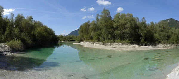 Upper Isar River, at the sediment barrier, nature reserve, Isar valley, Tolzer Land, Upper Bavaria, Bavaria, Germany