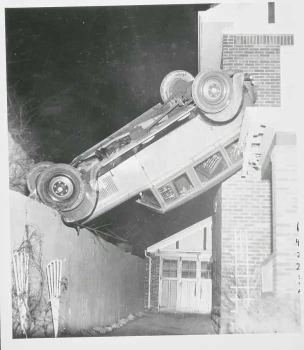 Framed Print : Upside Down Car