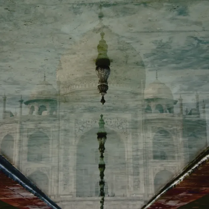 Framed Print : Upside-down reflection of Taj Mahal in a pool of water Framed Print : Upside-down reflection of Taj Mahal in a pool of water