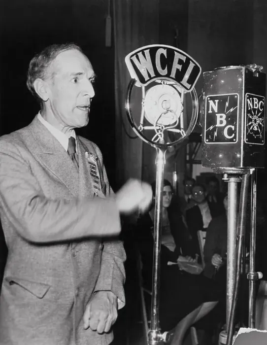 Framed Print : Upton Sinclair Speaking into Microphone Framed Print : Upton Sinclair Speaking into Microphone