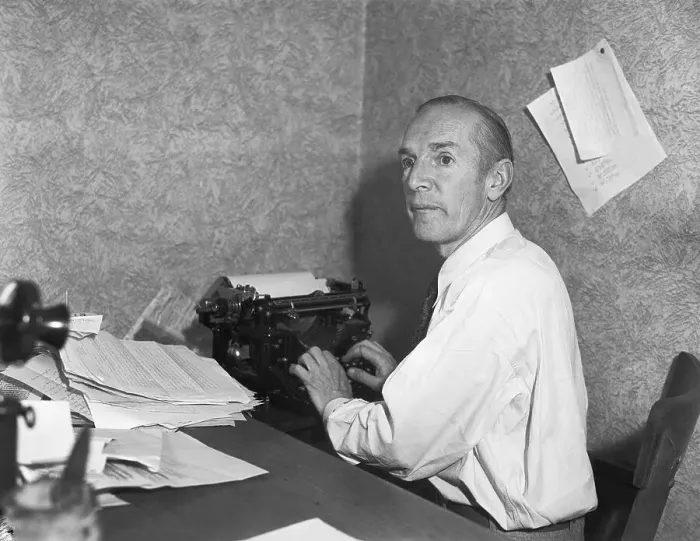 Framed Print : Upton Sinclair Typing Framed Print : Upton Sinclair Typing