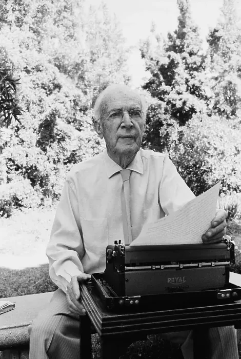 Framed Print : Upton Sinclair Working Outside Framed Print : Upton Sinclair Working Outside