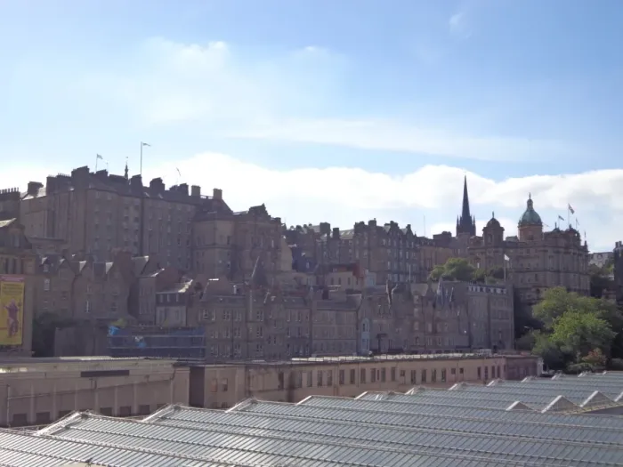 Framed Print : Urban Skyline, Medieval, Rooftop Waverley station, Edinburgh, Scotland, United Kingdom