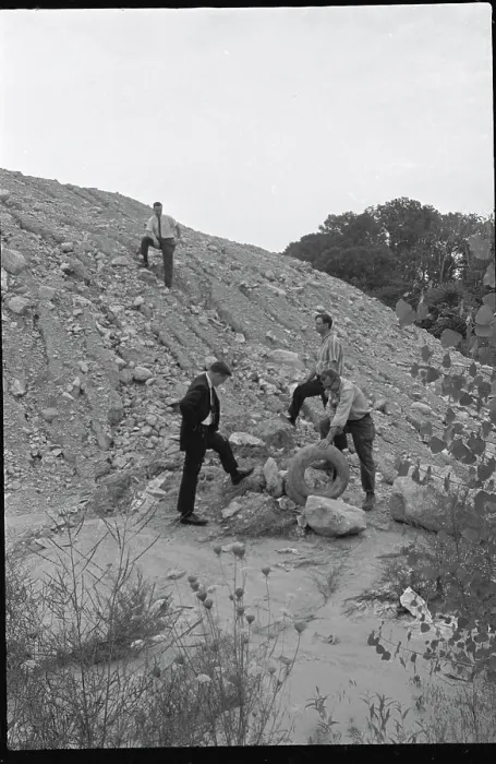 Framed Print : Urban Study Members Canvassing Garbage Mound Site Framed Print : Urban Study Members Canvassing Garbage Mound Site