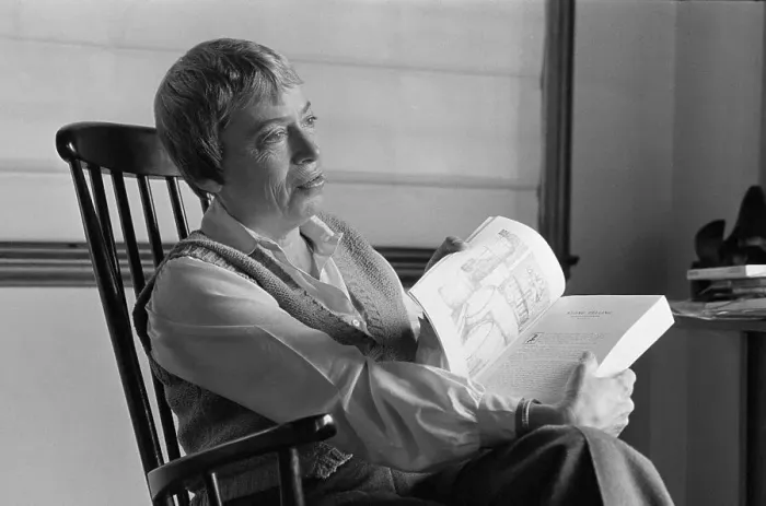 Framed Print : Ursula Le Guin Holding Book Framed Print : Ursula Le Guin Holding Book