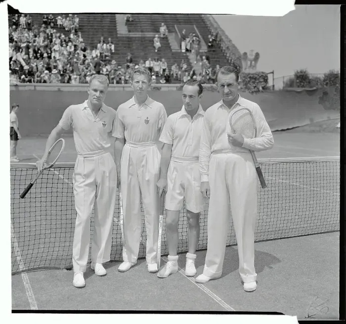 Framed Print : U.S. and Australian Doubles Teams Before Davis Cup Match Framed Print : U.S. and Australian Doubles Teams Before Davis Cup Match