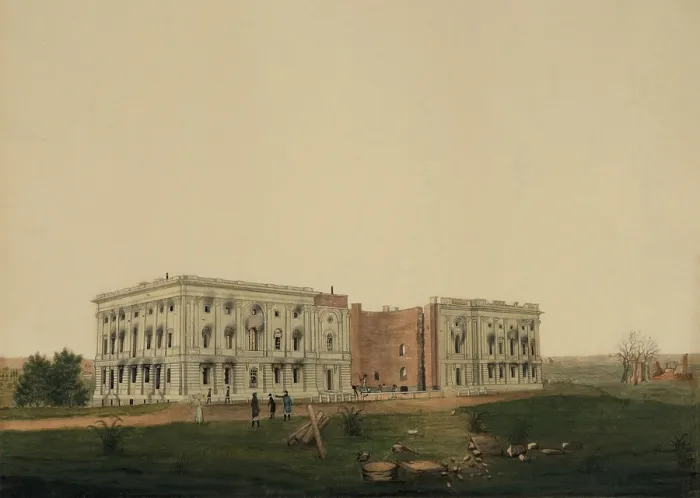 Framed Print : U.S. Capitol after burning by the British Framed Print : U.S. Capitol after burning by the British