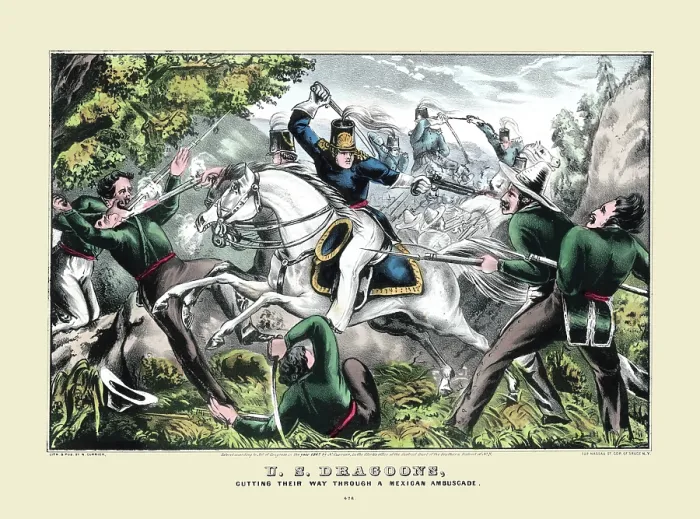 Framed Print : U.S. dragoons Cutting their Way Through Framed Print : U.S. dragoons Cutting their Way Through