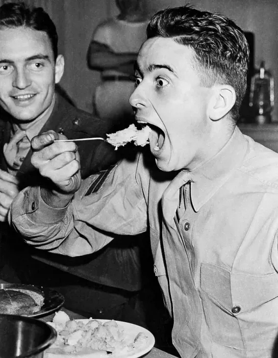 Framed Print : U.S. Marine Enjoying His Meal Framed Print : U.S. Marine Enjoying His Meal