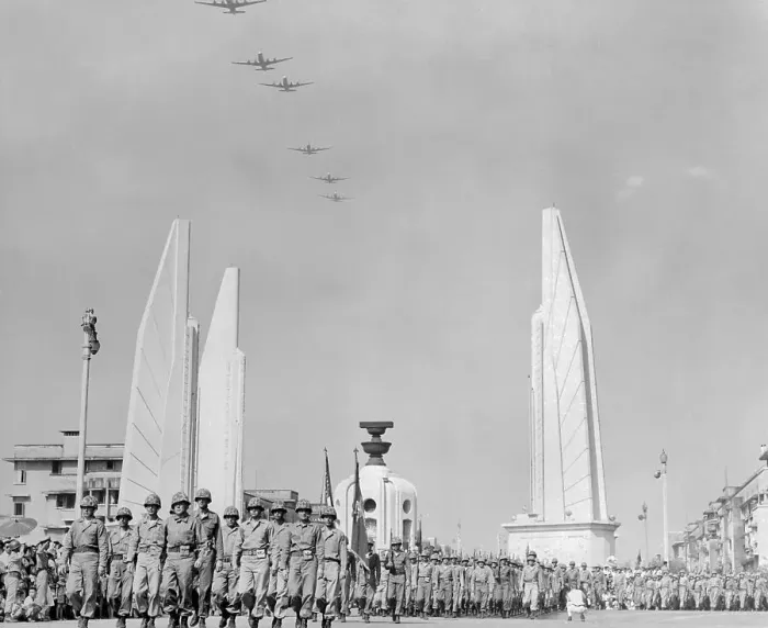 Framed Print : U.S. Marine Planes Flying Above Parade Framed Print : U.S. Marine Planes Flying Above Parade