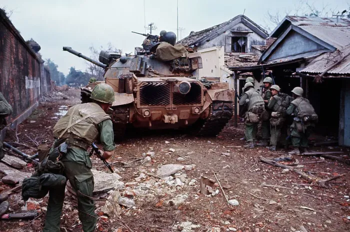 Framed Print : U.S. Marines Hiding Behind Tank Framed Print : U.S. Marines Hiding Behind Tank
