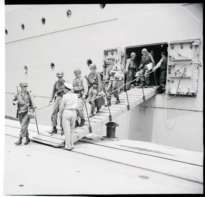 Framed Print : U.S. Marines Walking Down Gangplank Framed Print : U.S. Marines Walking Down Gangplank
