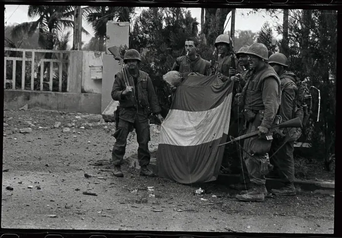 Framed Print : U.S. Soldiers Dismantling Viet Cong Flag Framed Print : U.S. Soldiers Dismantling Viet Cong Flag