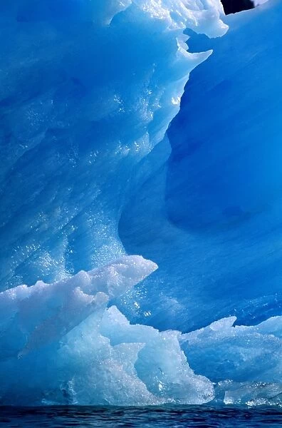 USA, Alaska, Tracy Arm fjord, glacial blue icebergs