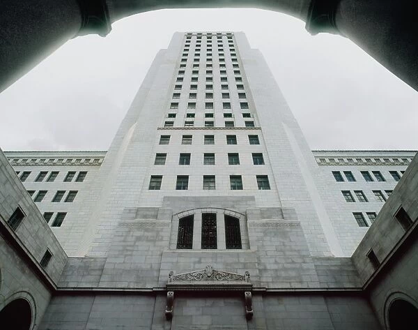 USA, California, Los Angeles city hall, low angle view