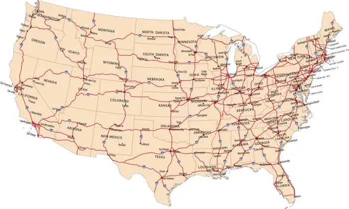 Framed Print : USA highway map Framed Print : USA highway map