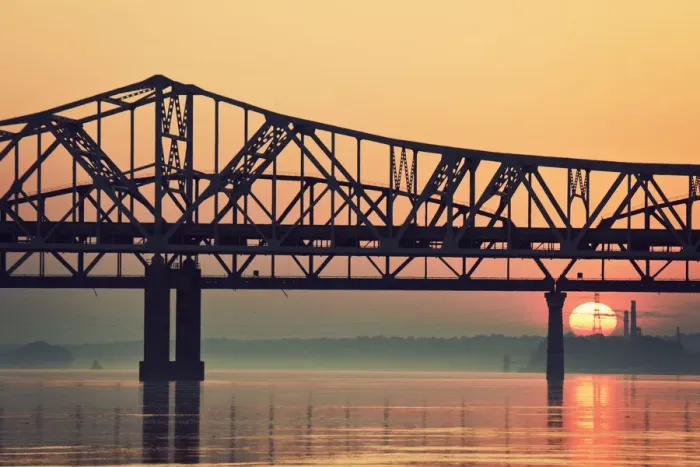 Framed Print : USA, Kentucky, Louisville, Sunrise by Ohio River Framed Print : USA, Kentucky, Louisville, Sunrise by Ohio River