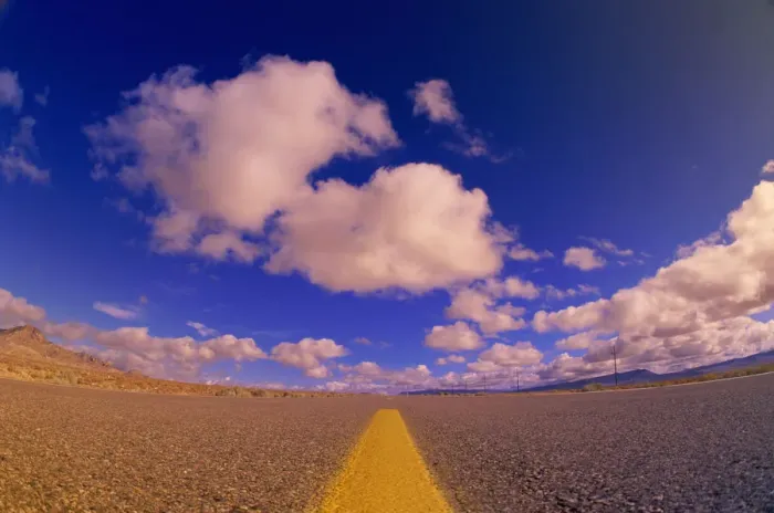 Framed Print : USA, Nevada, clouds over highway, low angle view Framed Print : USA, Nevada, clouds over highway, low angle view
