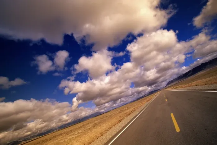 Framed Print : USA, Nevada, clouds over highway, low angle view Framed Print : USA, Nevada, clouds over highway, low angle view