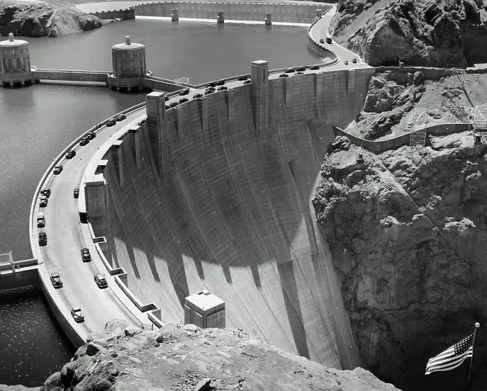 Framed Print : USA, Nevada, Colorado river, Hoover Dam (B&W)