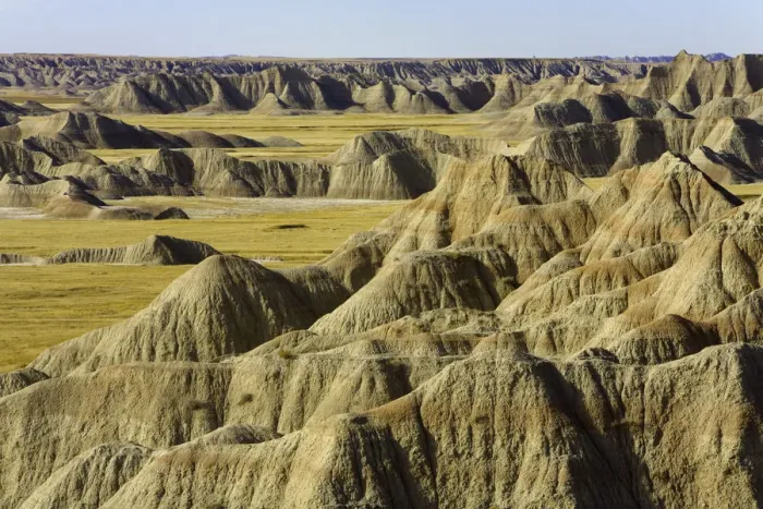 Framed Print : USA, South Dakota, Badlands NP, eroded landscape and grassland, autumn Framed Print : USA, South Dakota, Badlands NP, eroded landscape and grassland, autumn