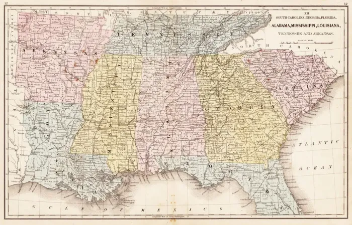 Framed Print : USA Southern States 1867 Framed Print : USA Southern States 1867