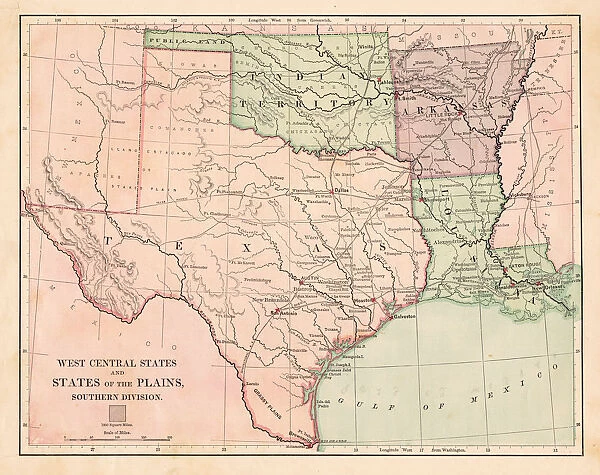 USA West Central states map 1881