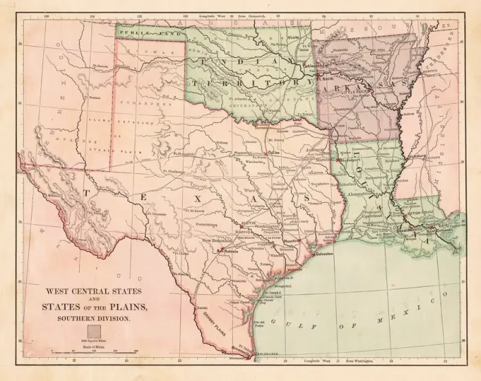 Framed Print : USA West Central states map 1881 Framed Print : USA West Central states map 1881