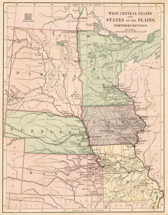 Framed Print : USA West Central states map 1881 Framed Print : USA West Central states map 1881