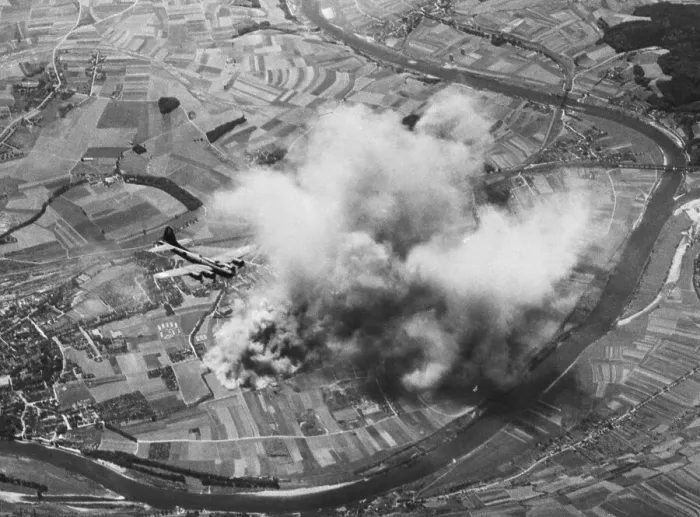 Framed Print : USAAF B-17 Flying Fortress During Bombing Raid Framed Print : USAAF B-17 Flying Fortress During Bombing Raid