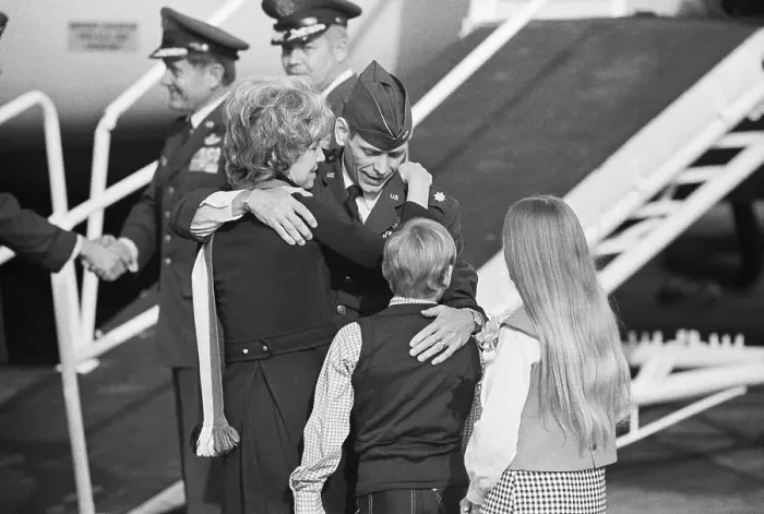Framed Print : USAF Major Reuniting with Family Framed Print : USAF Major Reuniting with Family
