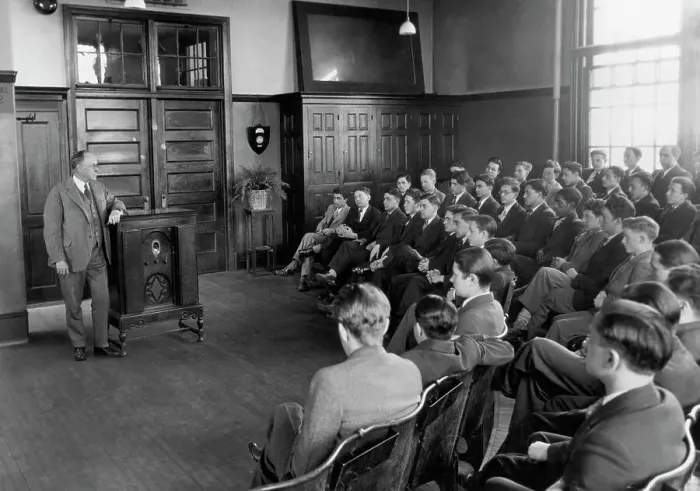 Framed Print : Use of Radio in Lecture Room of High School Framed Print : Use of Radio in Lecture Room of High School