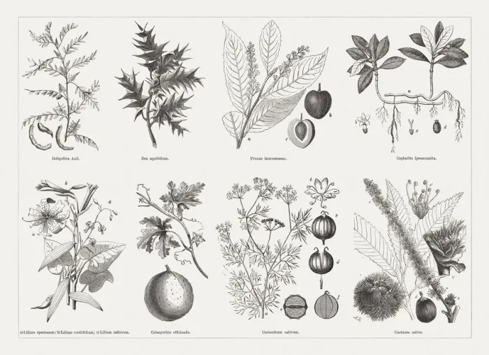 Framed Print : Useful and medicinal plants, wood engravings, published in 1893 Framed Print : Useful and medicinal plants, wood engravings, published in 1893