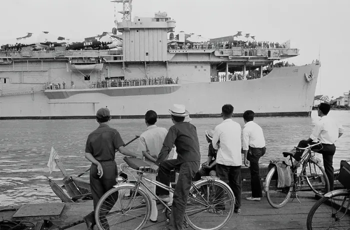 Framed Print : USNS Core. The US aircraft carrier USNS Core docks at Saigon harbour Framed Print : USNS Core. The US aircraft carrier USNS Core docks at Saigon harbour