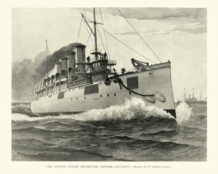 Framed Print : USS Columbia (C-12), United States Navy Warship, protected cruiser, 1890s Framed Print : USS Columbia (C-12), United States Navy Warship, protected cruiser, 1890s