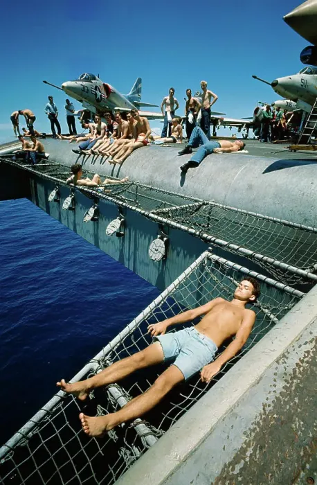 Framed Print : USS Constellation Crew Enjoying Sun